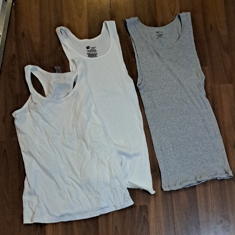 Jockey White and Gray Tank Tops